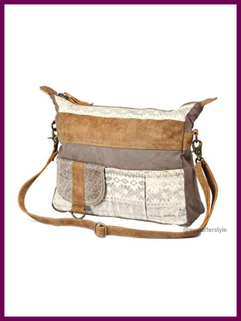 Handcrafted Boho Crossbody Bag with Genuine Leather Accents